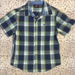 Wrangler Blue and Green‎ Button Down Shirt Lightweight Casual